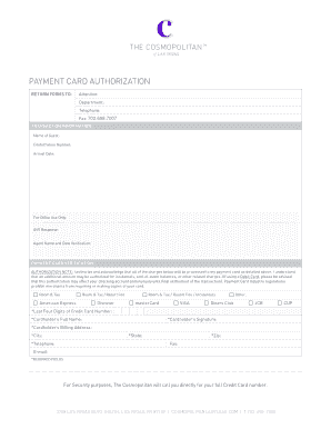 Payment Card Authorization Form