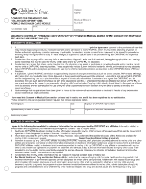 CHP/UPMC Consent for Treatment and Health Care Operations