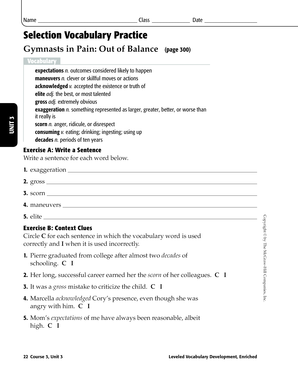 Vocabulary Practice Worksheets