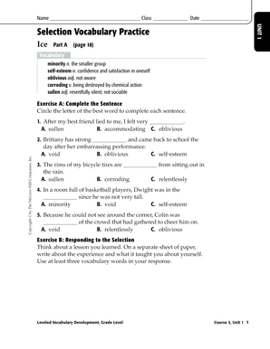 Vocabulary Practice Worksheet