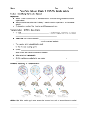 DNA Genetic Material Notes Form