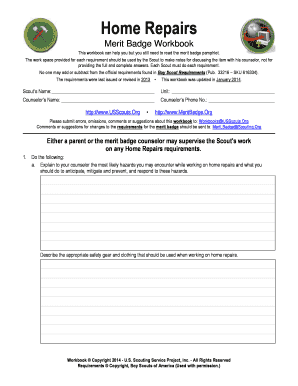 Home Repairs Merit Badge Workbook