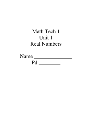 Math Tech 1 Unit 1 Real Numbers Worksheet