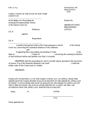 New York Family Court Stay Order