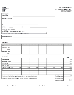 Travel Expense Voucher and Request for Payment