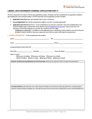 Liberal Arts Internship Course Application Part II