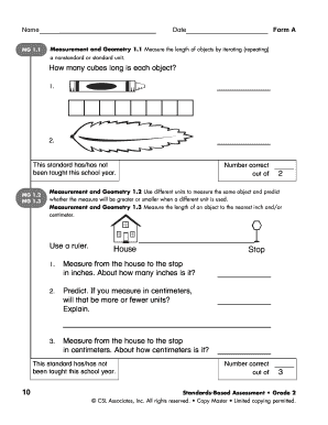 Grade 2 Measurement and Geometry Assessment Form