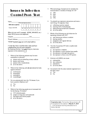 Issues in Infection Control Post-Test