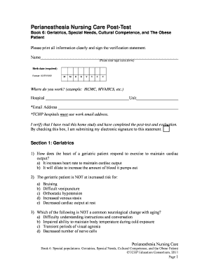 Perianesthesia Nursing Care Post-Test