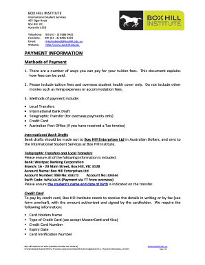 Box Hill Institute Payment Form