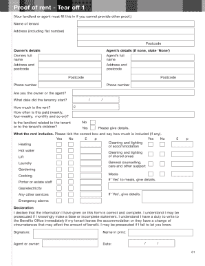 Proof of Rent Form