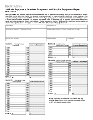 Michigan Idle Equipment Report Form 2698