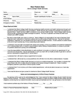 Sierra College New Patient Registration Form