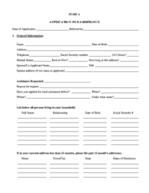 US Federal Application for Assistance Form