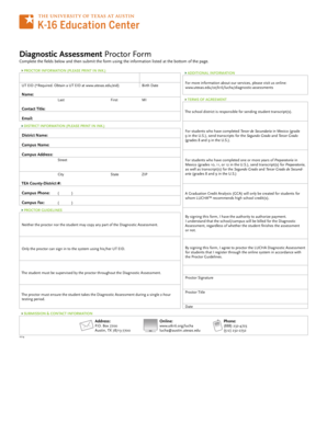 Diagnostic Assessment Proctor Form