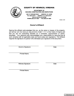 Virginia Owner’s Affidavit