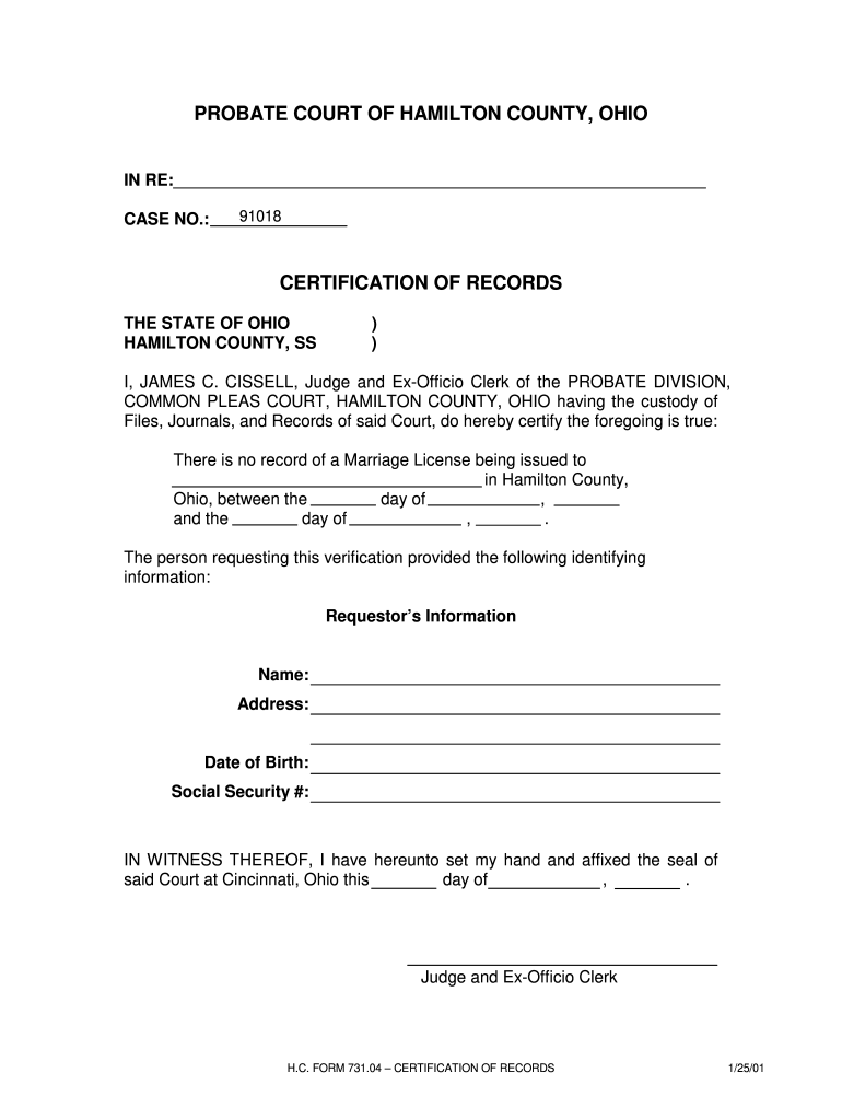 Hamilton County Marriage Records Fill Out Sign Online DocHub