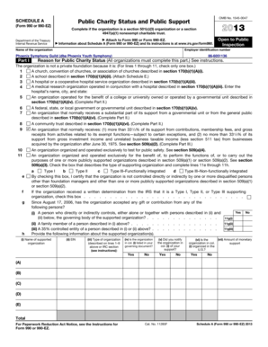 Schedule A Public Charity Status and Public Support Form 990