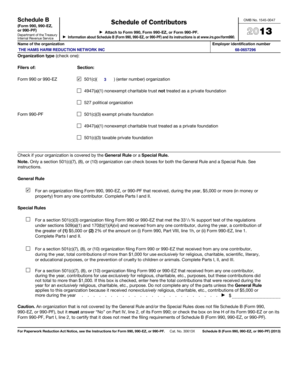 Schedule B Form 990 Contributor Information