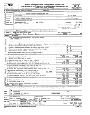 Form 990 2012 Tax Exempt Organization Return