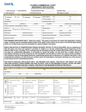 Florida Commercial Fleet Insurance Application