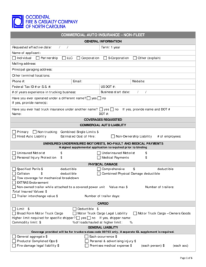 Commercial Auto Insurance Application