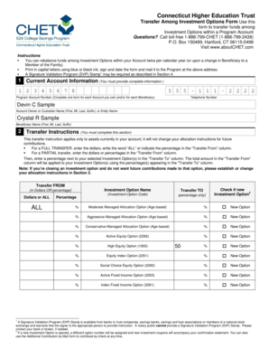 Connecticut Higher Education Trust Investment Transfer Form