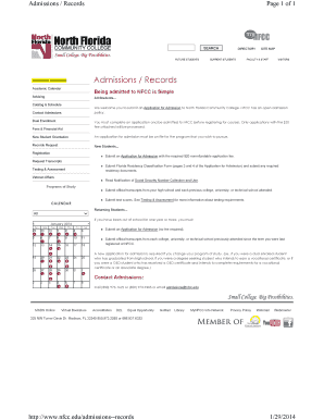 North Florida Community College Admission Application