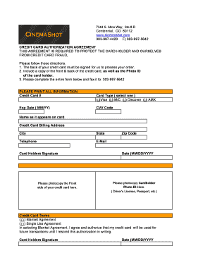 Credit Card Authorization Agreement