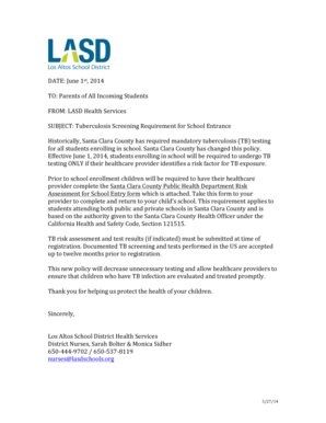 Santa Clara County TB Risk Assessment Form