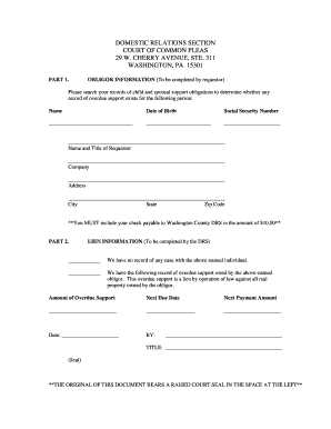 Child and Spousal Support Lien Request Form
