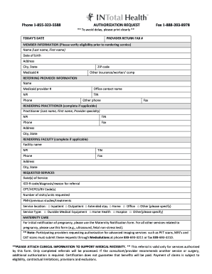 Medicaid Authorization Request Form