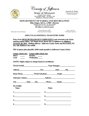 football team registration form