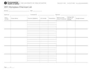 2011 Workplace Chemical List