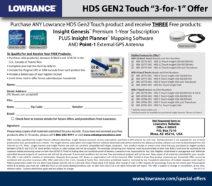 Lowrance HDS Gen2 Touch Rebate Form