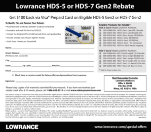 Lowrance HD S-5 or HD S-7 Gen2 Rebate Form