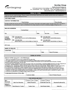SDFRB02A Rebate Form. Document
