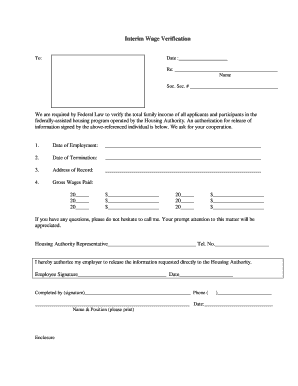 Interim Wage Verification Form