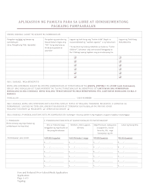 Free and Reduced Price School Meals Application