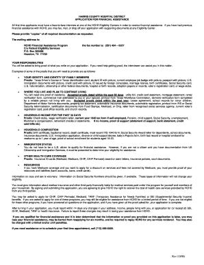 Harris County Hospital District Financial Assistance Application