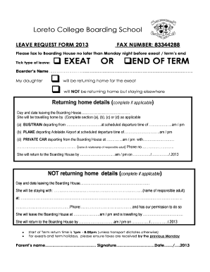 Application for absent in college - exeat