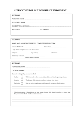 Out of District Enrollment Application