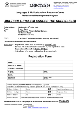Registration Form for flyer - 08 LMRC Talk - lmrc sa edu