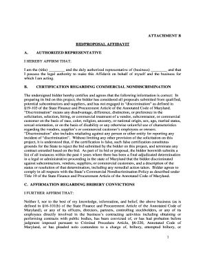 Maryland Bid/Proposal Affidavit