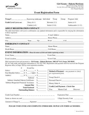 Girl Scouts Event Registration Form