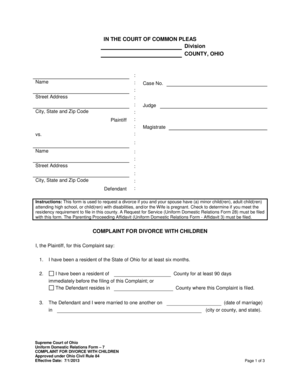 Ohio Divorce Complaint with Children