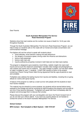 South Australian Road Awareness Program Consent Form