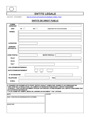 Fiche Entité Légale