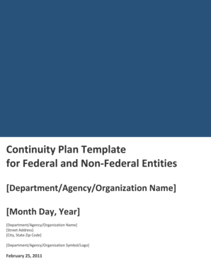 Continuity Plan Template for Federal and Non-Federal Entities