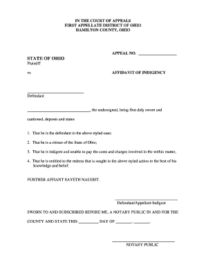 Affidavit of Indigency